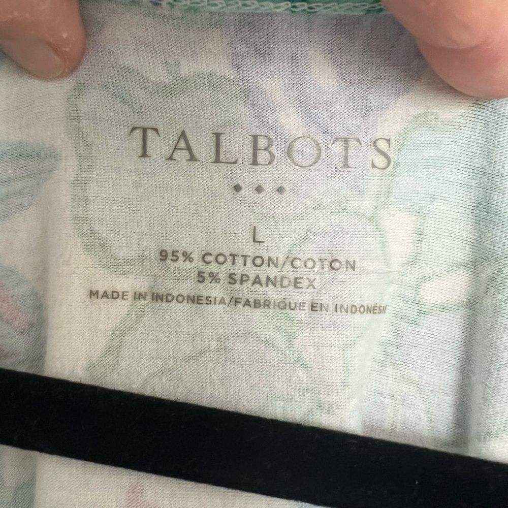 Talbots Floral Stretch Dress Tie Waist Beach  Lounge Sports Cotton Pockets sz L - Picture 5 of 8